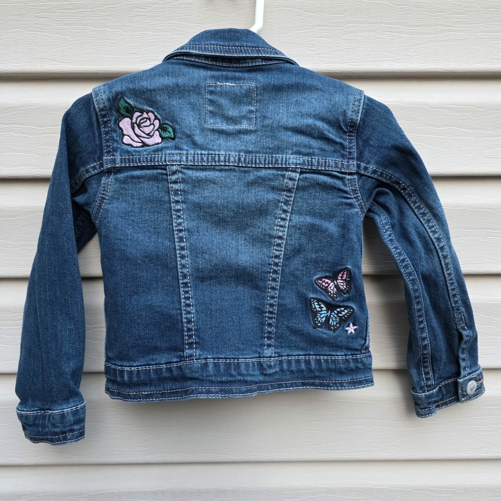 Levi's Toddler Girls 3T Blue Denim Jean Jacket Embroidered Snaps Casual Classic - Picture 3 of 6